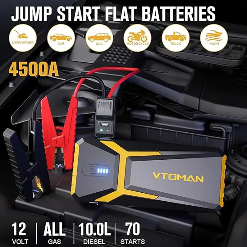 2000A Portable Car Jump Starter Power Bank with LED and USB