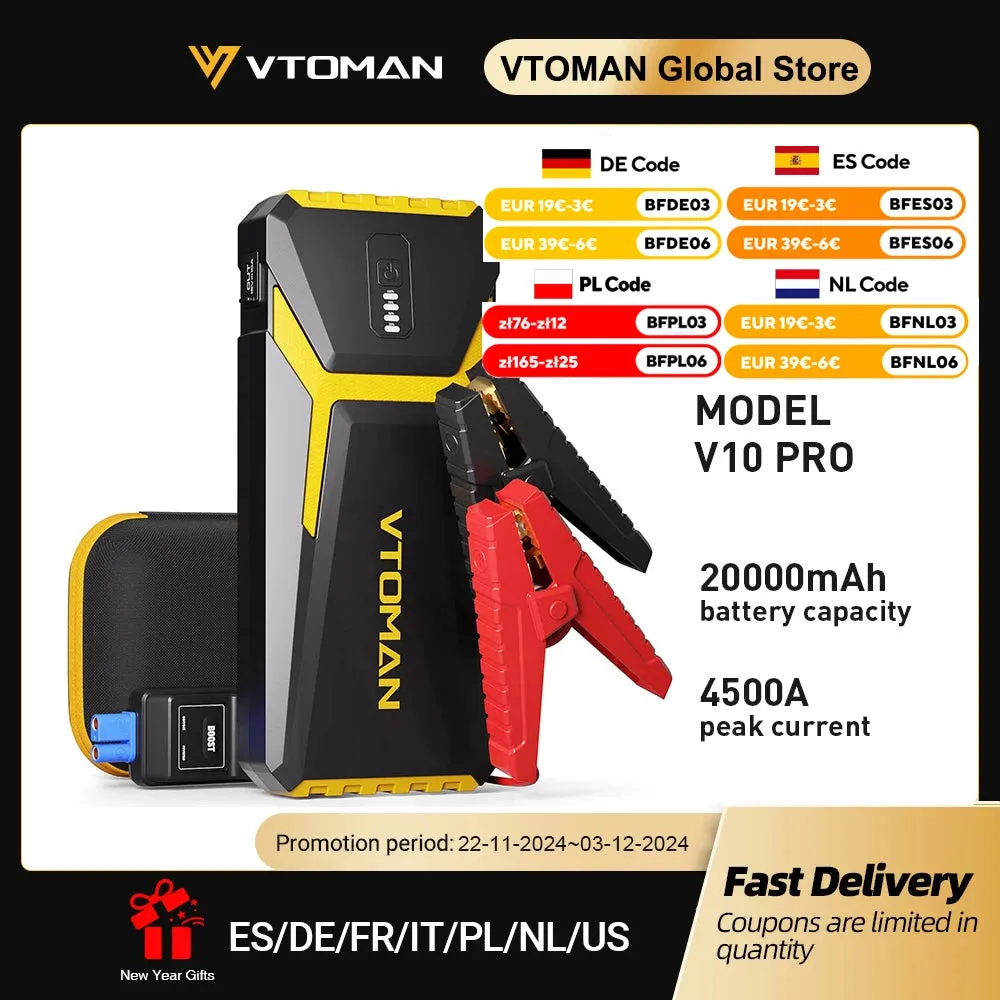 2000A Portable Car Jump Starter Power Bank with LED and USB