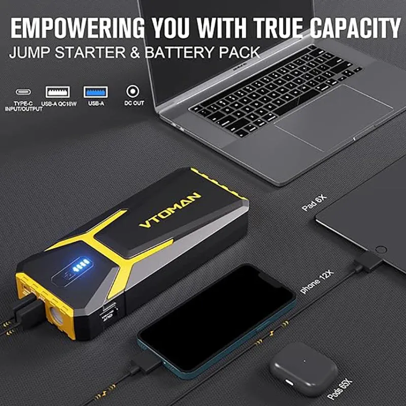 2000A Portable Car Jump Starter Power Bank with LED and USB