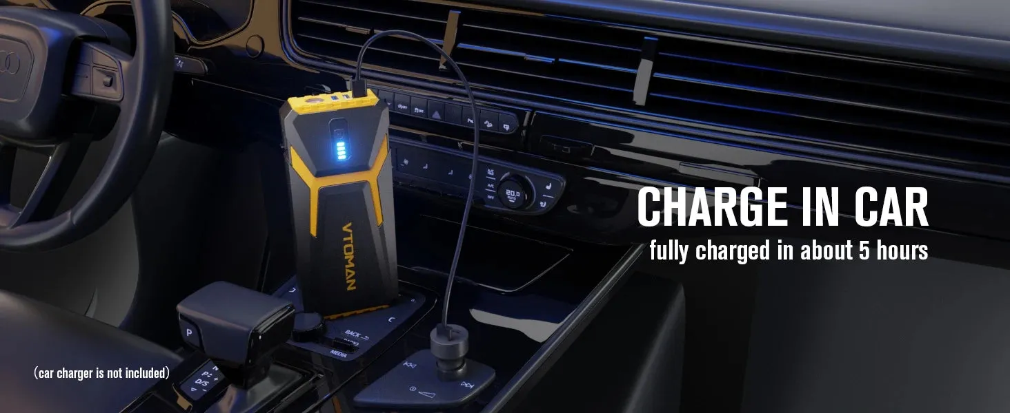2000A Portable Car Jump Starter Power Bank with LED and USB
