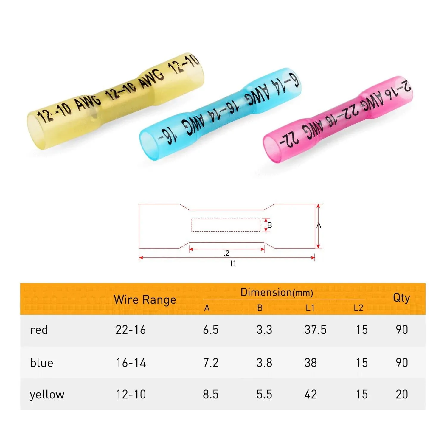 200Pcs Heat Shrink Wire Connectors