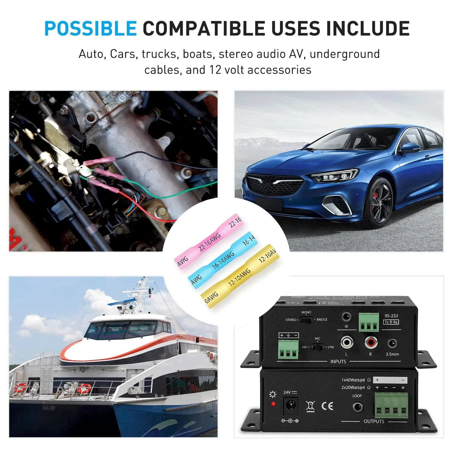 200Pcs Heat Shrink Wire Connectors