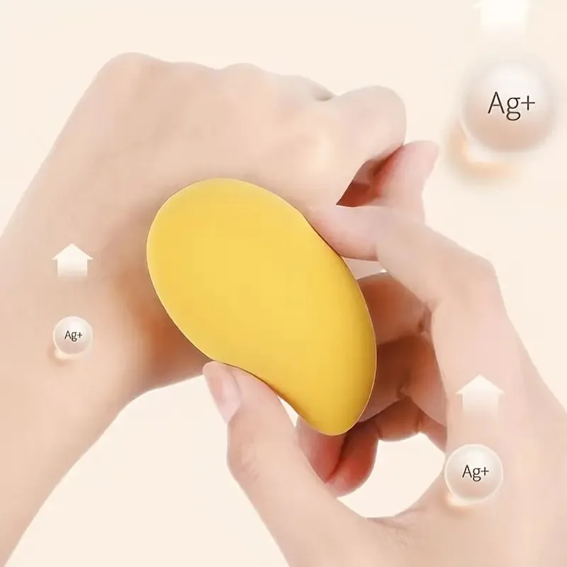 4 Packs Mango Makeup Egg Sponge Powder Puff For Both Wet And Dry Use Super Soft Non-eating Powder Makeup Sponge With Holder And Storage Box