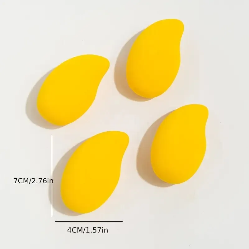 4 Packs Mango Makeup Egg Sponge Powder Puff For Both Wet And Dry Use Super Soft Non-eating Powder Makeup Sponge With Holder And Storage Box