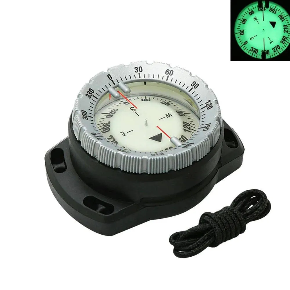 50M Underwater Diving Compass Luminous Dive Wrist Compass Waterproof Navigation Tool with Elastic Rope for Outdoor Camping