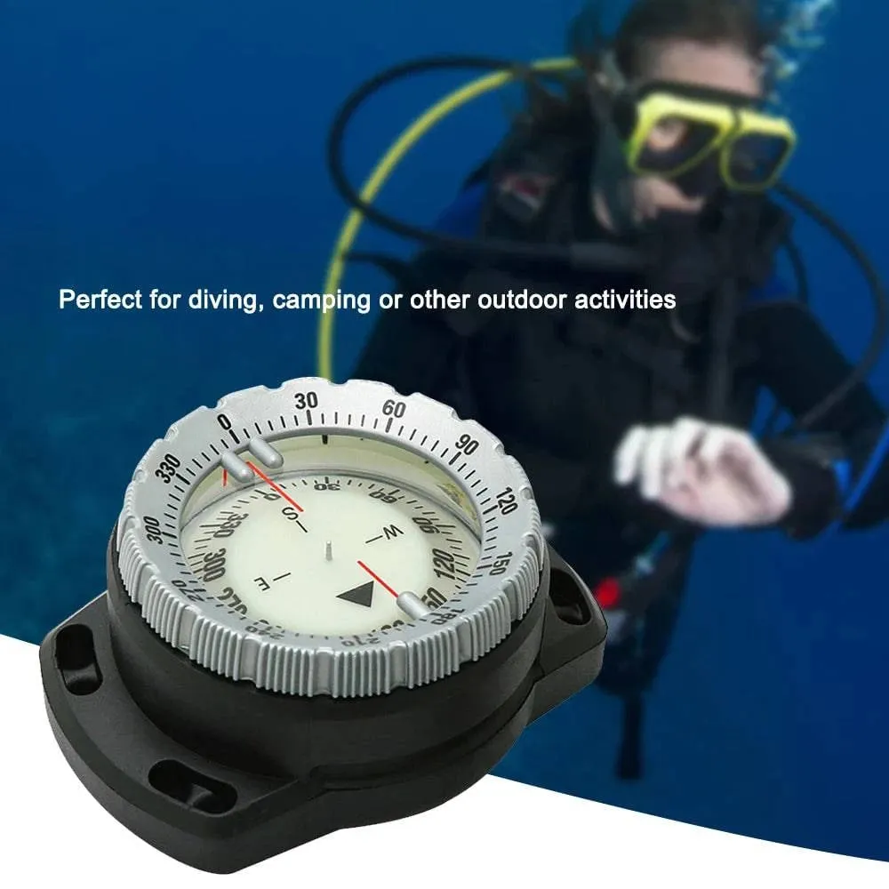 50M Underwater Diving Compass Luminous Dive Wrist Compass Waterproof Navigation Tool with Elastic Rope for Outdoor Camping