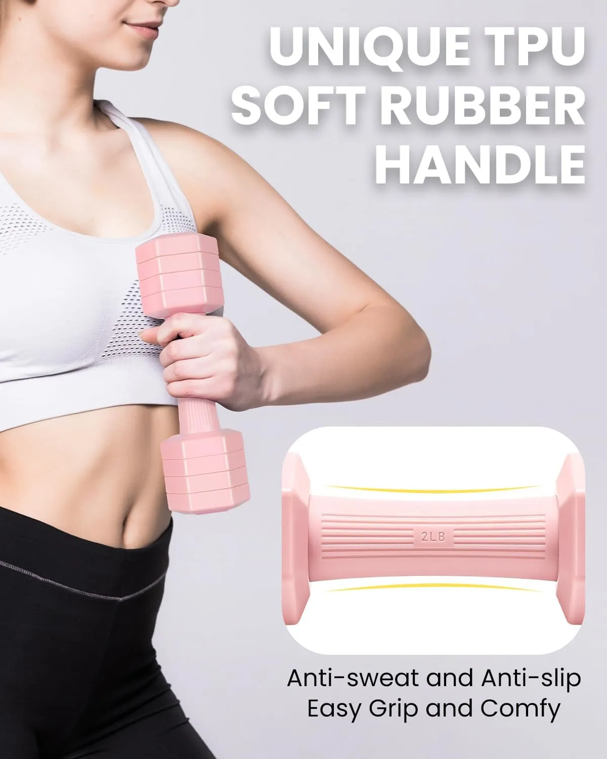 Adjustable Dumbbells Set, 4 in 1 Hand Weights Set for Women Men 10 LB Dumbbell Pair Each 2lbs 3lbs 4lbs 5lbs Weights Dumbbell Set with TPU Soft Rubber Handle for Home Gym Exercise Fitness