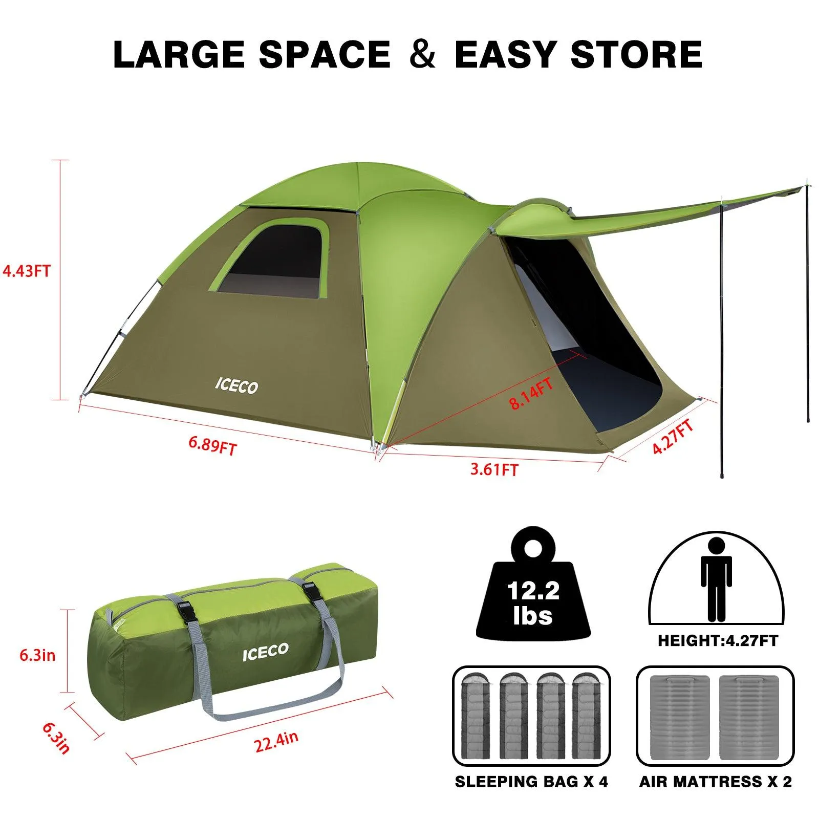 All Season 4 People Camping Tent | ICECO