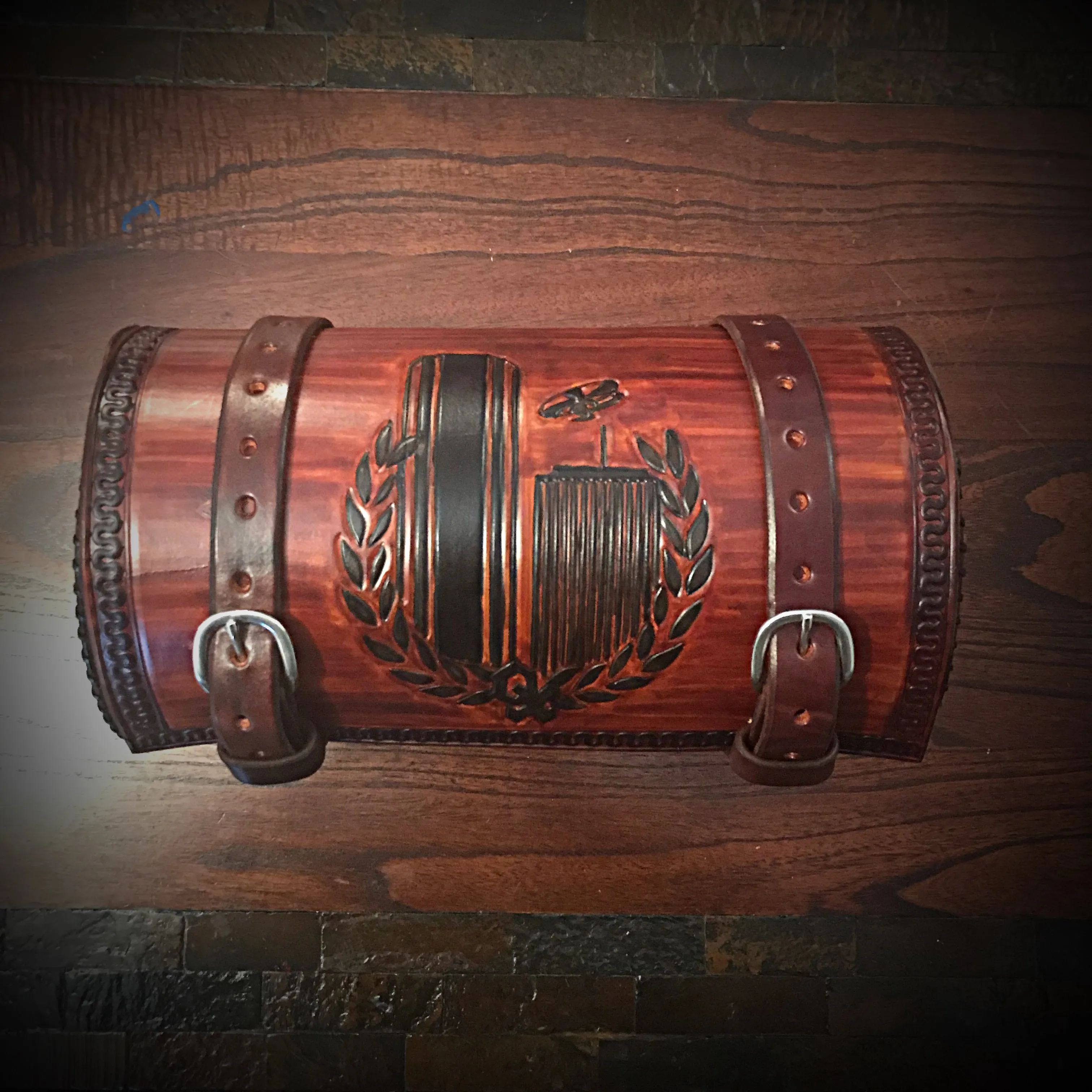 Bedroll Case for Motorcycles - Custom Art Brown