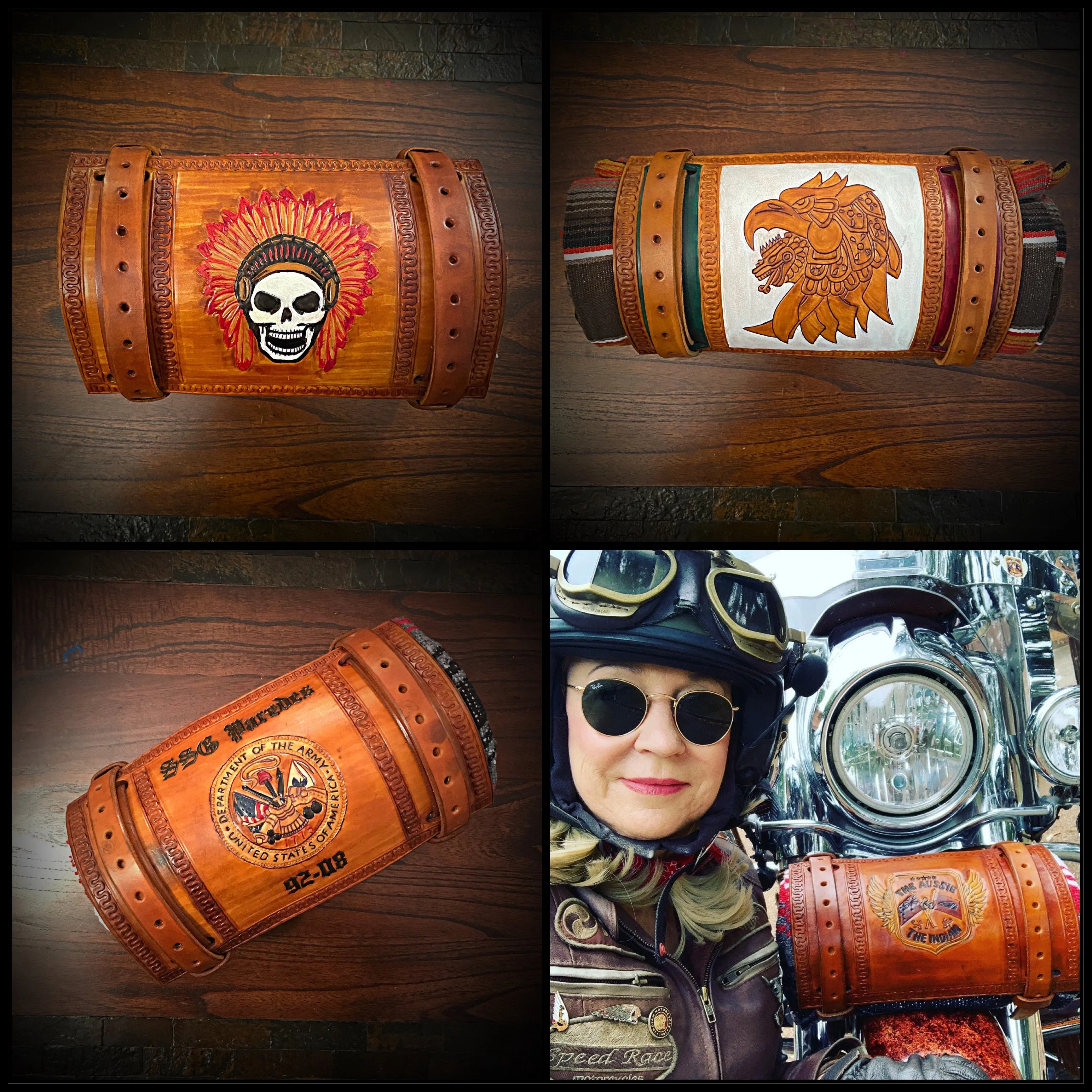 Bedroll for Motorcycles - Generation 2 Custom Art Indian Tan