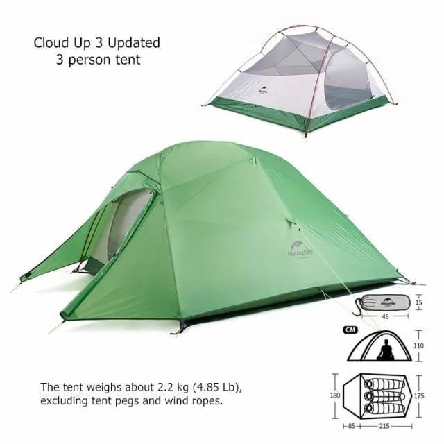 Bicycle Bike Packing Tents Naturehike Cloud Up Camping Tent 1-2-3 person Backpacking Tent