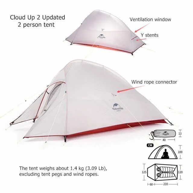 Bicycle Bike Packing Tents Naturehike Cloud Up Camping Tent 1-2-3 person Backpacking Tent