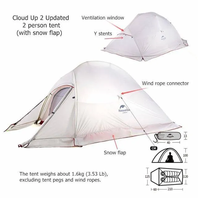 Bicycle Bike Packing Tents Naturehike Cloud Up Camping Tent 1-2-3 person Backpacking Tent