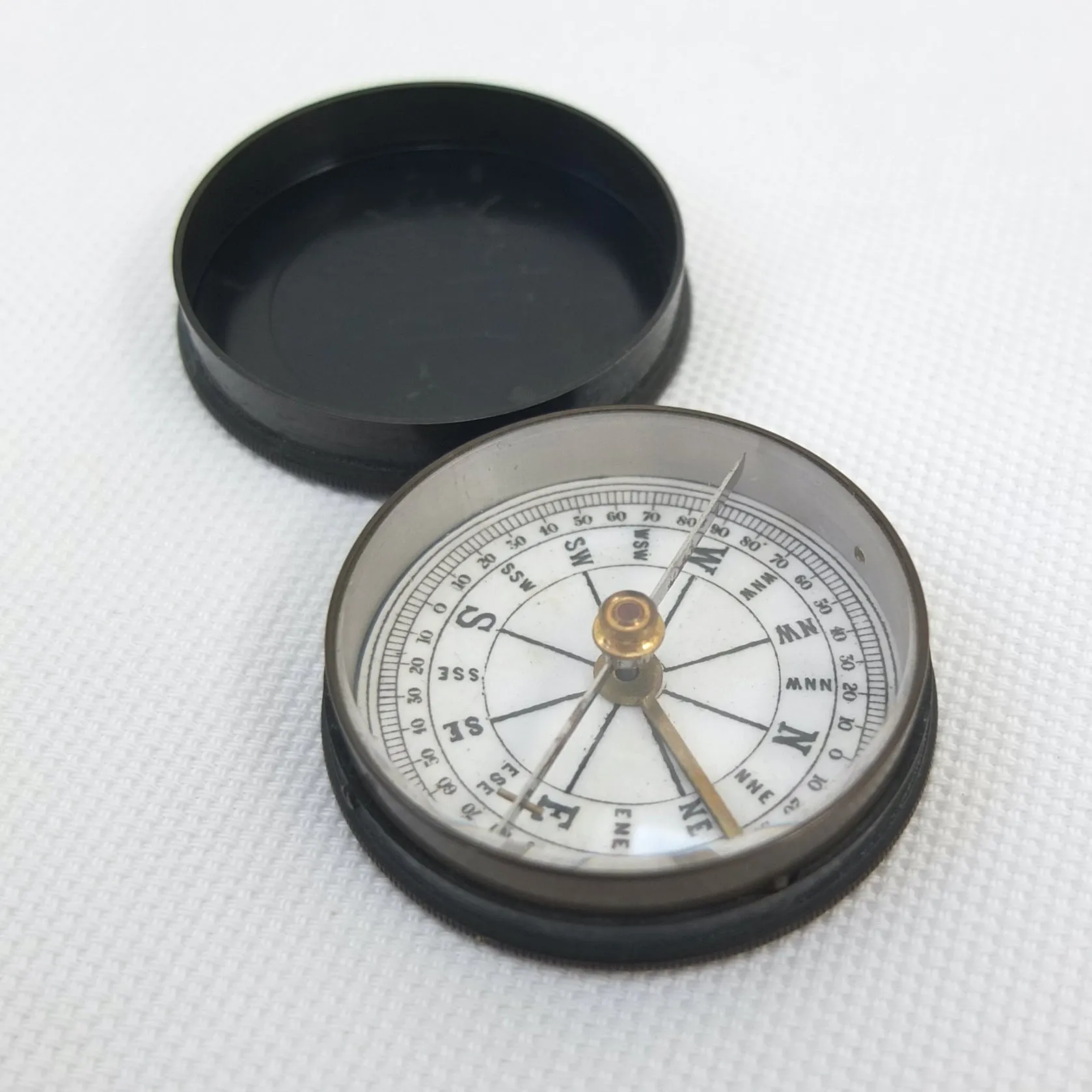 Brass Box Ceramic Dial Pocket Compass c.1900