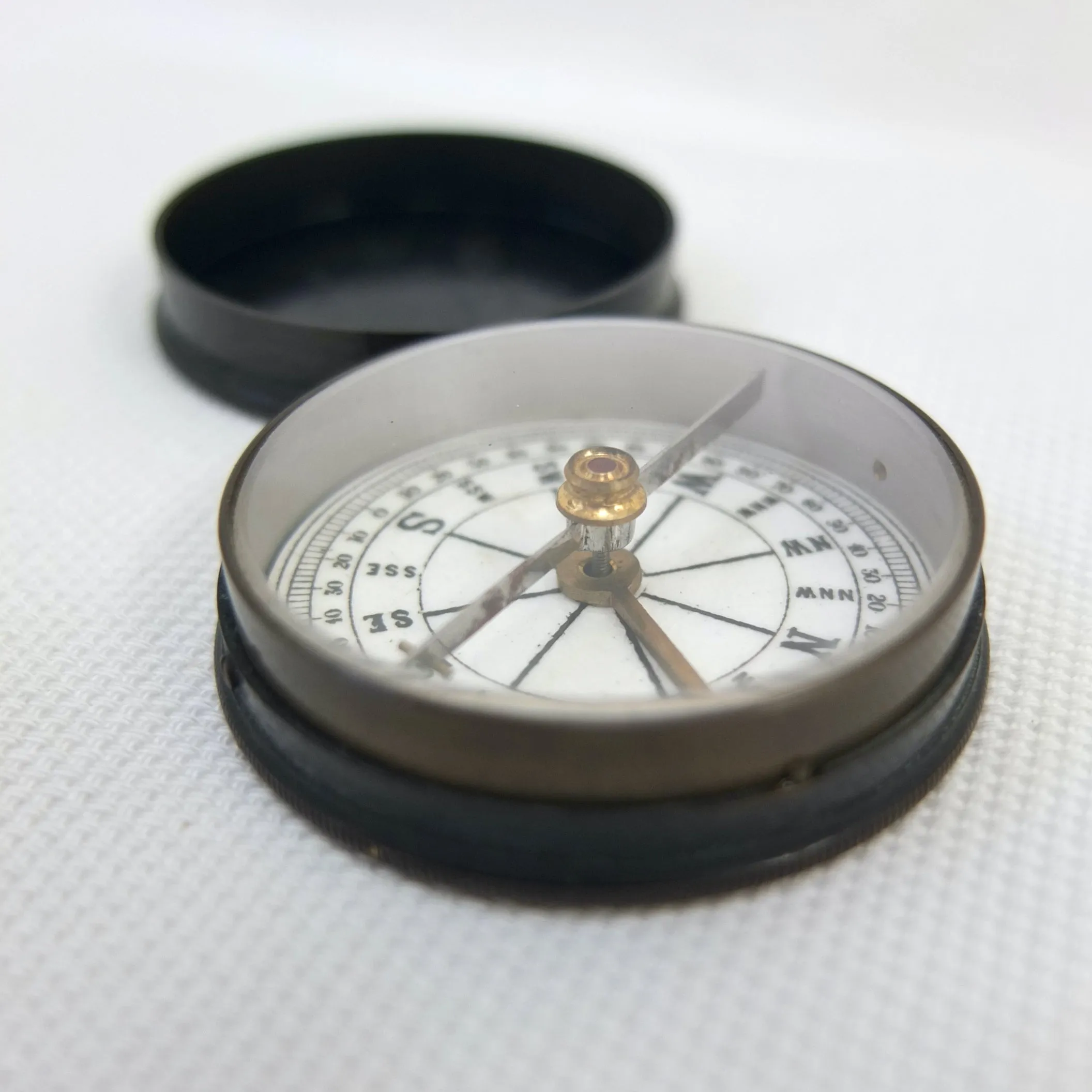 Brass Box Ceramic Dial Pocket Compass c.1900
