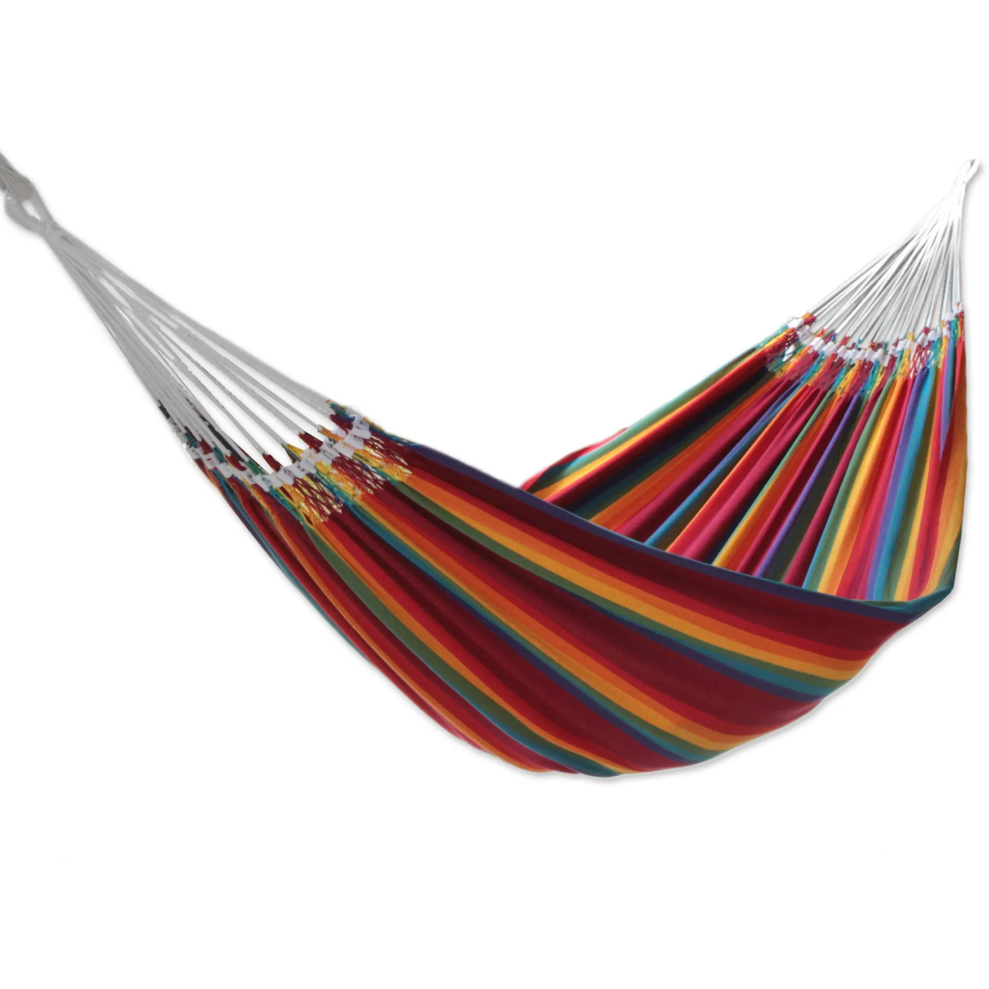 Brazilian Rainbow Cotton Striped Fabric Hammock (Double)