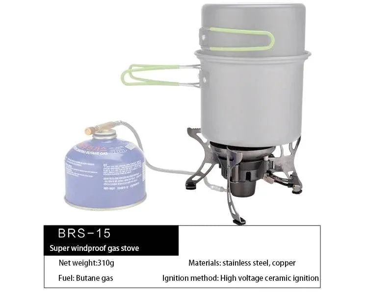 BRS-T15A Outdoor Windproof Gas Carrying Stove Picnic Stove Cooking Set Camping Stove Gas Picnic Equipment