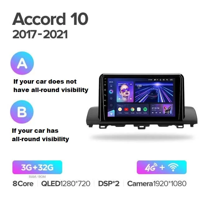 Car Dealz Elite 4G Data Model 10.2" Android 12.0 For Honda Accord 10 CV X 2017 - 2021 In Dash Plus OEM Fascia