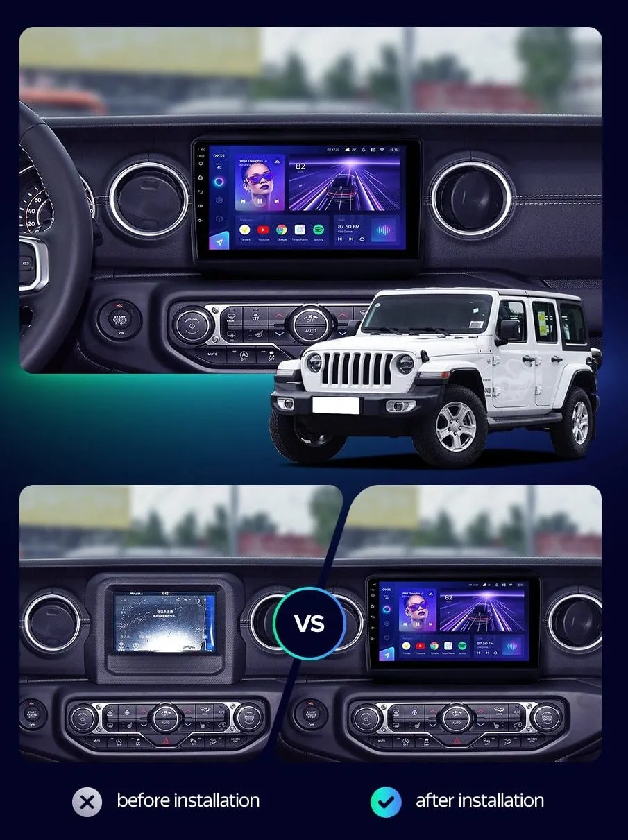 Car Dealz Elite 4G Data Model 10.2" Android 12.0 For Jeep Wrangler 4 JL 2018-2019 In Dash Plus OEM Fascia