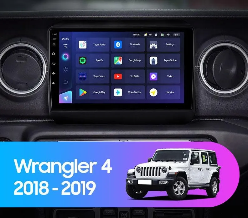 Car Dealz Elite 4G Data Model 10.2" Android 12.0 For Jeep Wrangler 4 JL 2018-2019 In Dash Plus OEM Fascia
