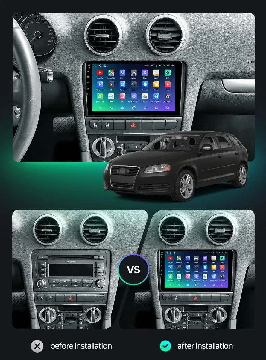 Car Dealz Premium Advanced 4G Data Model 10.2" Android 10.0 For Audi A3 S3 RS3 2 8P 2003 - 2013 GPS Bluetooth Car Player Navigation Radio Stereo DVD Head Unit In Dash Plus OEM Fascia