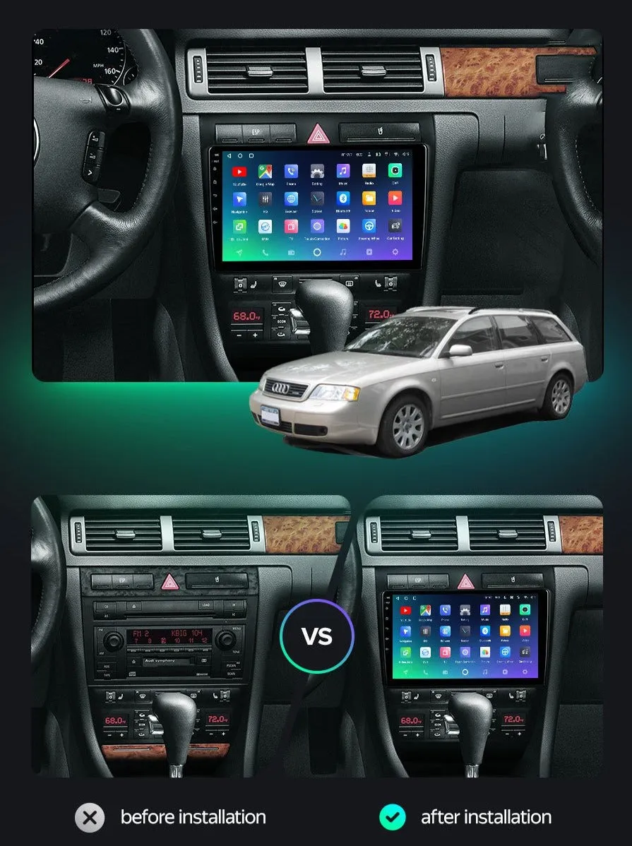 Car Dealz Premium Advanced 4G Data Model 10.2" Android 10.0 For Audi A6 C5 1997 - 2004 S6 2 1999 - 2004 RS6 1 2002 - 2006 GPS Bluetooth Car Player Navigation Radio Stereo DVD Head Unit In Dash Plus OEM Fascia