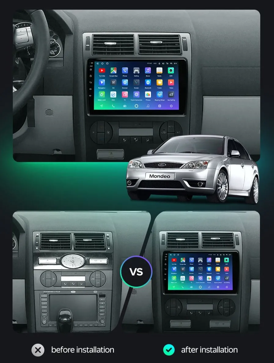 Car Dealz Premium Advanced 4G Data Model 10.2" Android 12.0 For Ford Mondeo 3 2000 - 2007 In Dash Plus OEM Fascia