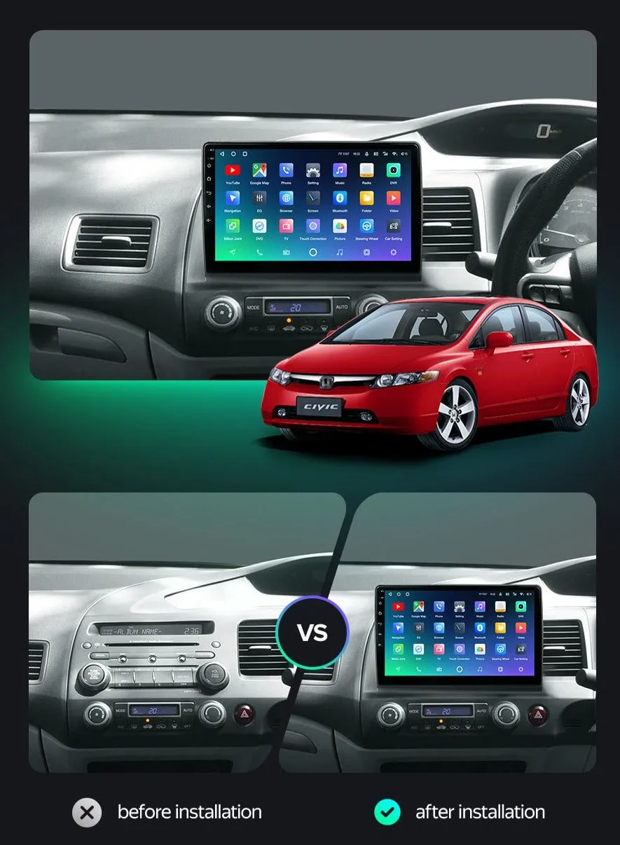 Car Dealz Premium Advanced 4G Data Model 10.2" Android 12.0 For Honda Civic 8 FK FN FD 2005 - 2012