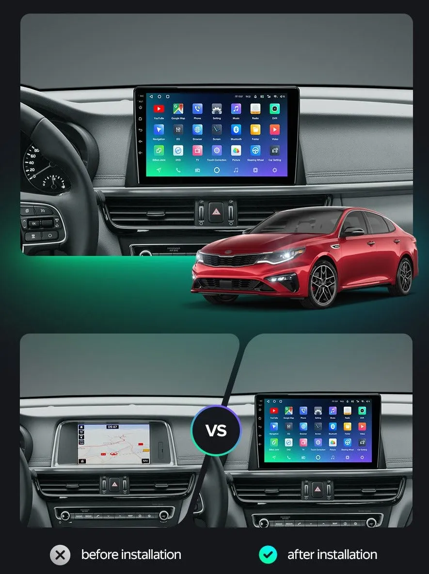 Car Dealz Premium Advanced 4G Data Model 10.2" Android 12.0 For Kia Optima 4 JF 2015 - 2020 In Dash Plus OEM Fascia