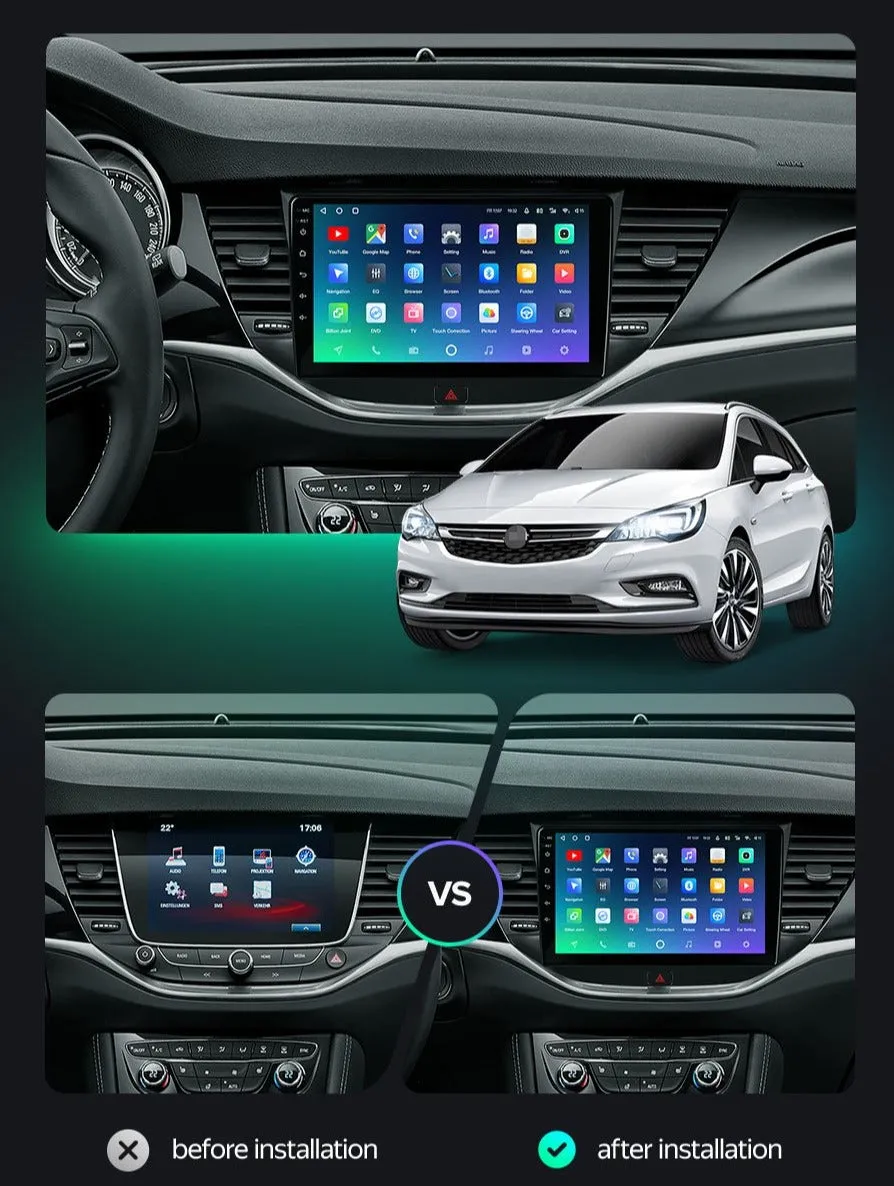 Car Dealz Premium Advanced 4G Data Model 10.2" Android 12.0 For Opel Astra K 2015 - 2019 In Dash Plus OEM Fascia