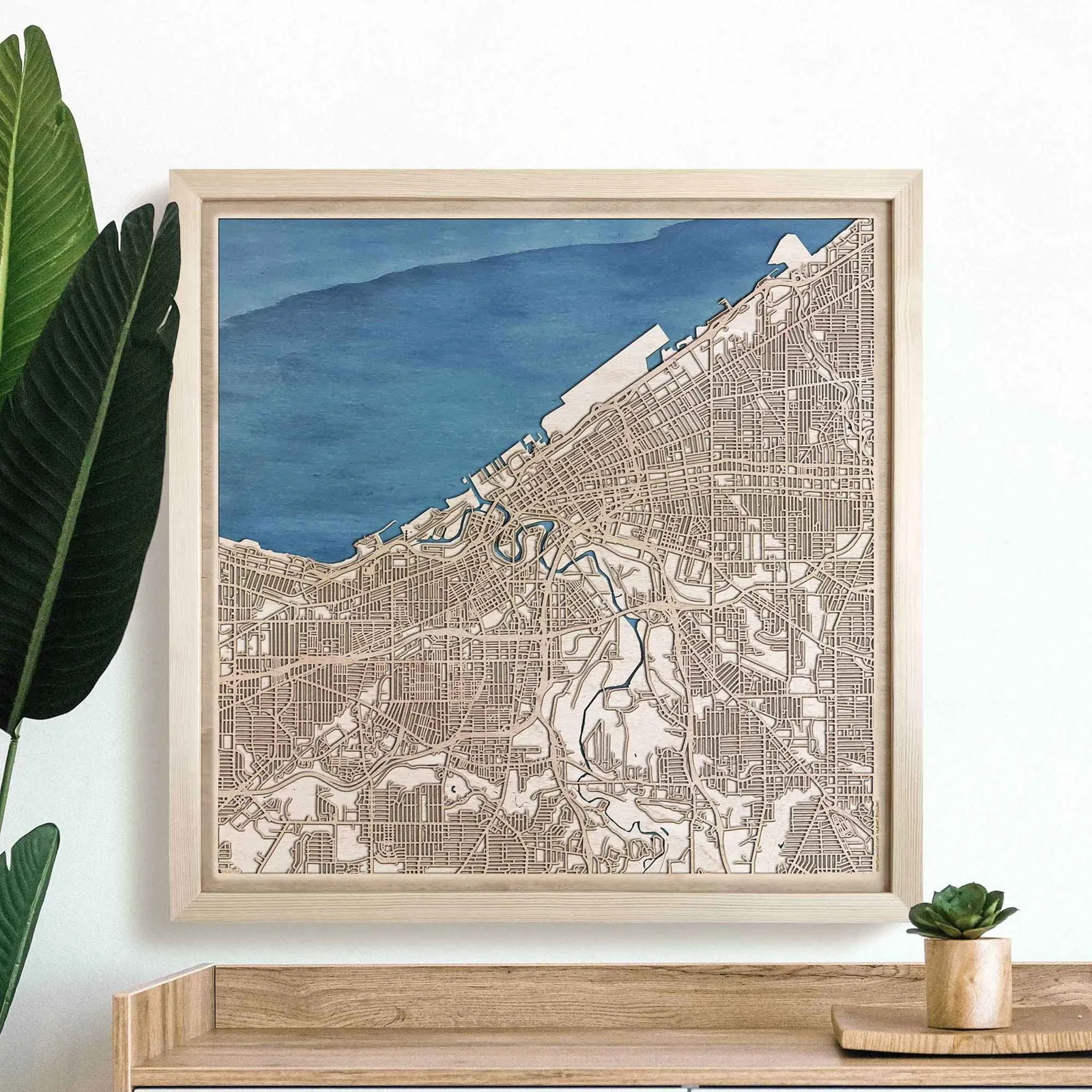 Cleveland Wooden Map