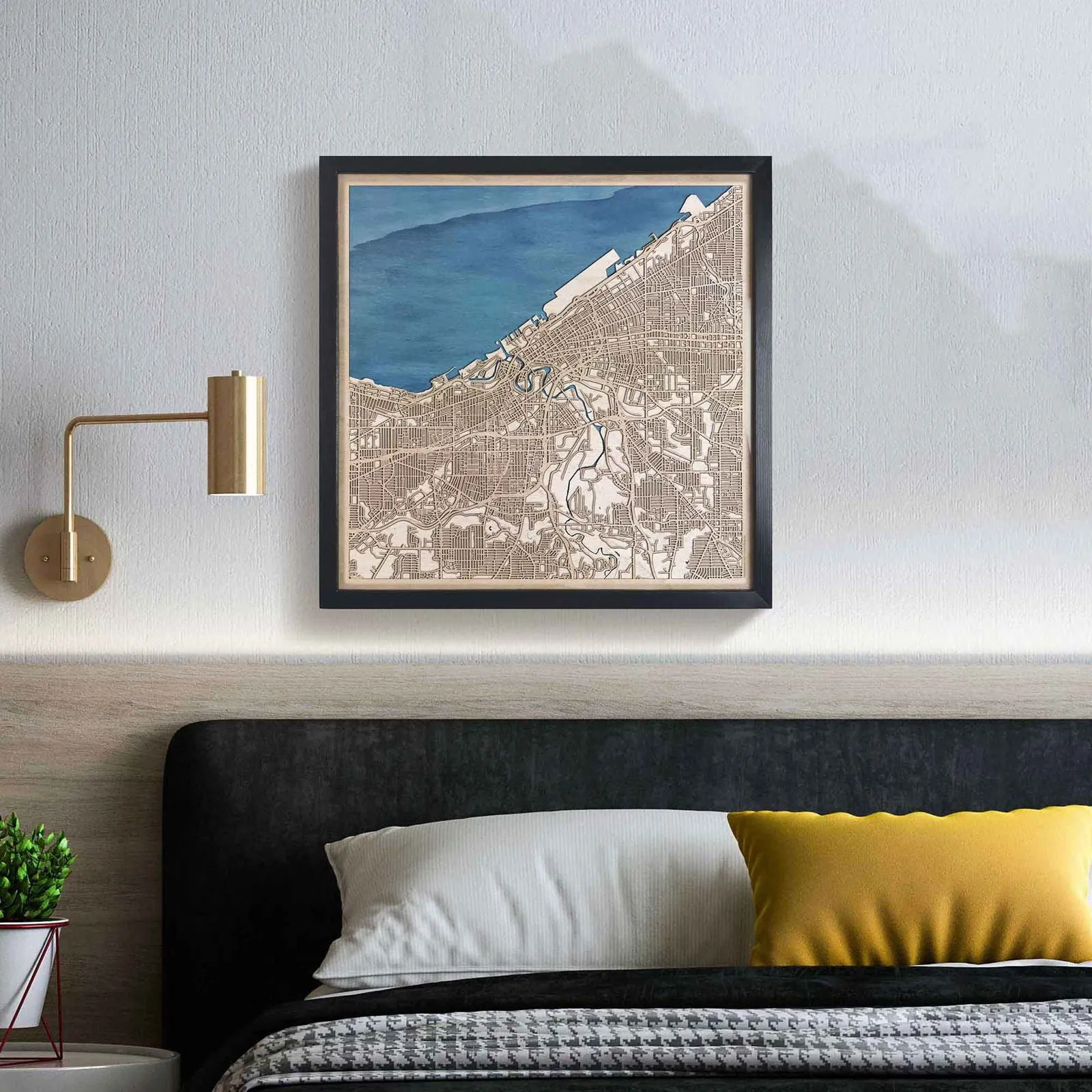 Cleveland Wooden Map