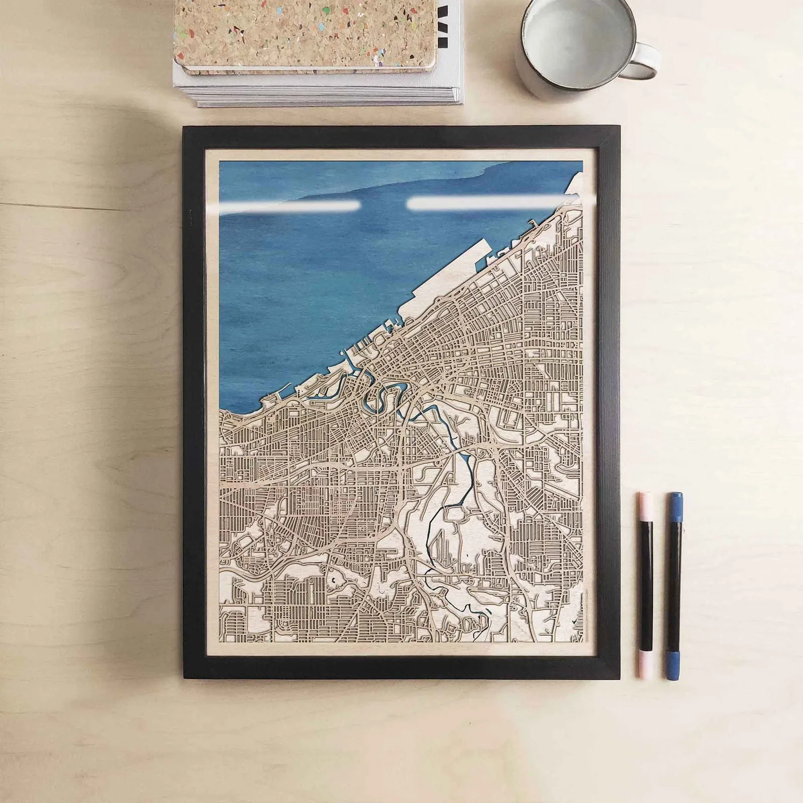 Cleveland Wooden Map