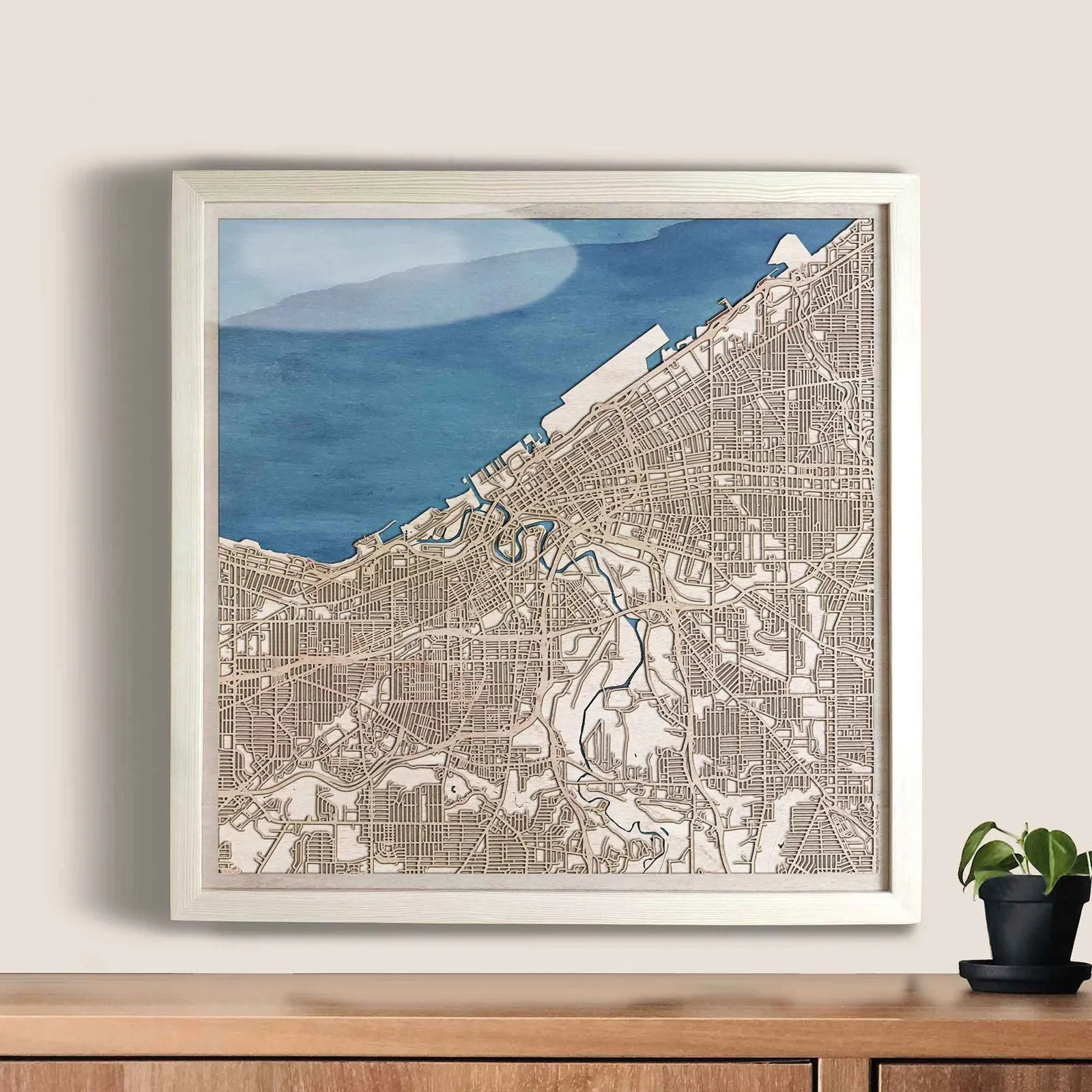 Cleveland Wooden Map