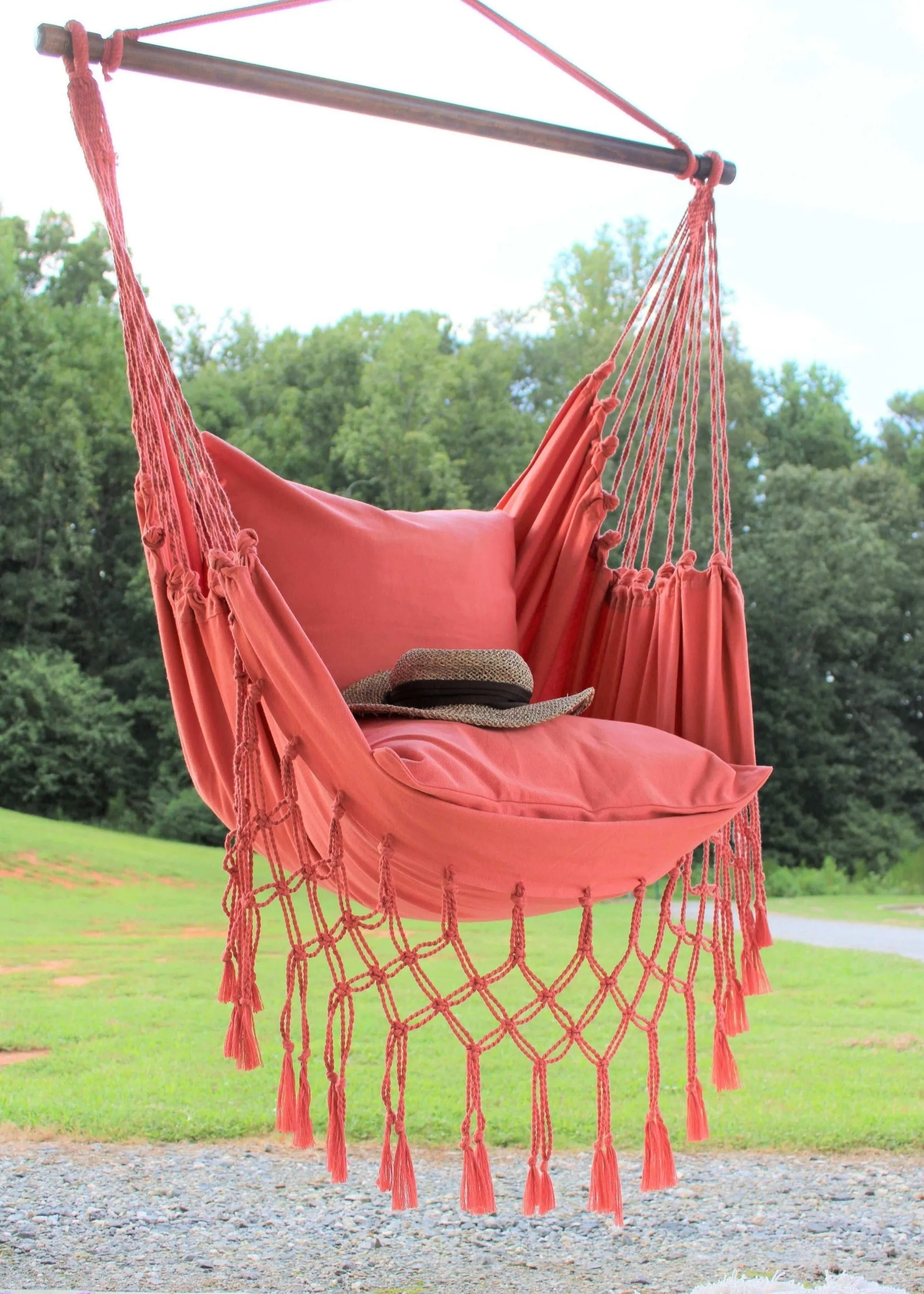 Coral Pink Macrame Hammock Chair | SERENA CORAL PINK