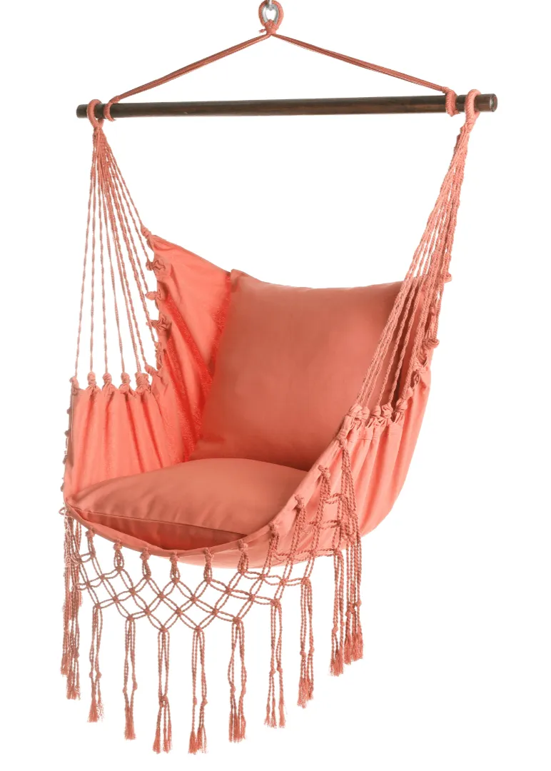 Coral Pink Macrame Hammock Chair | SERENA CORAL PINK