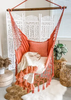 Coral Pink Macrame Hammock Chair | SERENA CORAL PINK