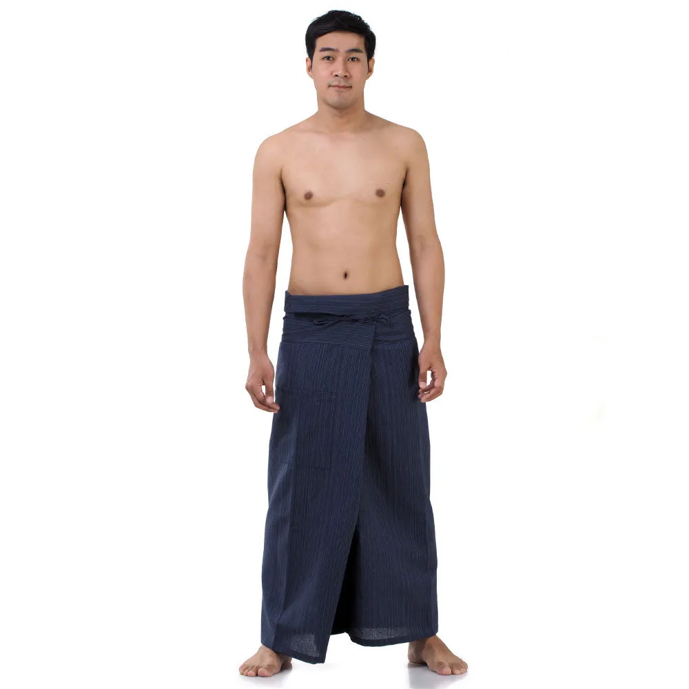 Deep Sea Blue Men's Pinstripe Thai Fisherman Pants