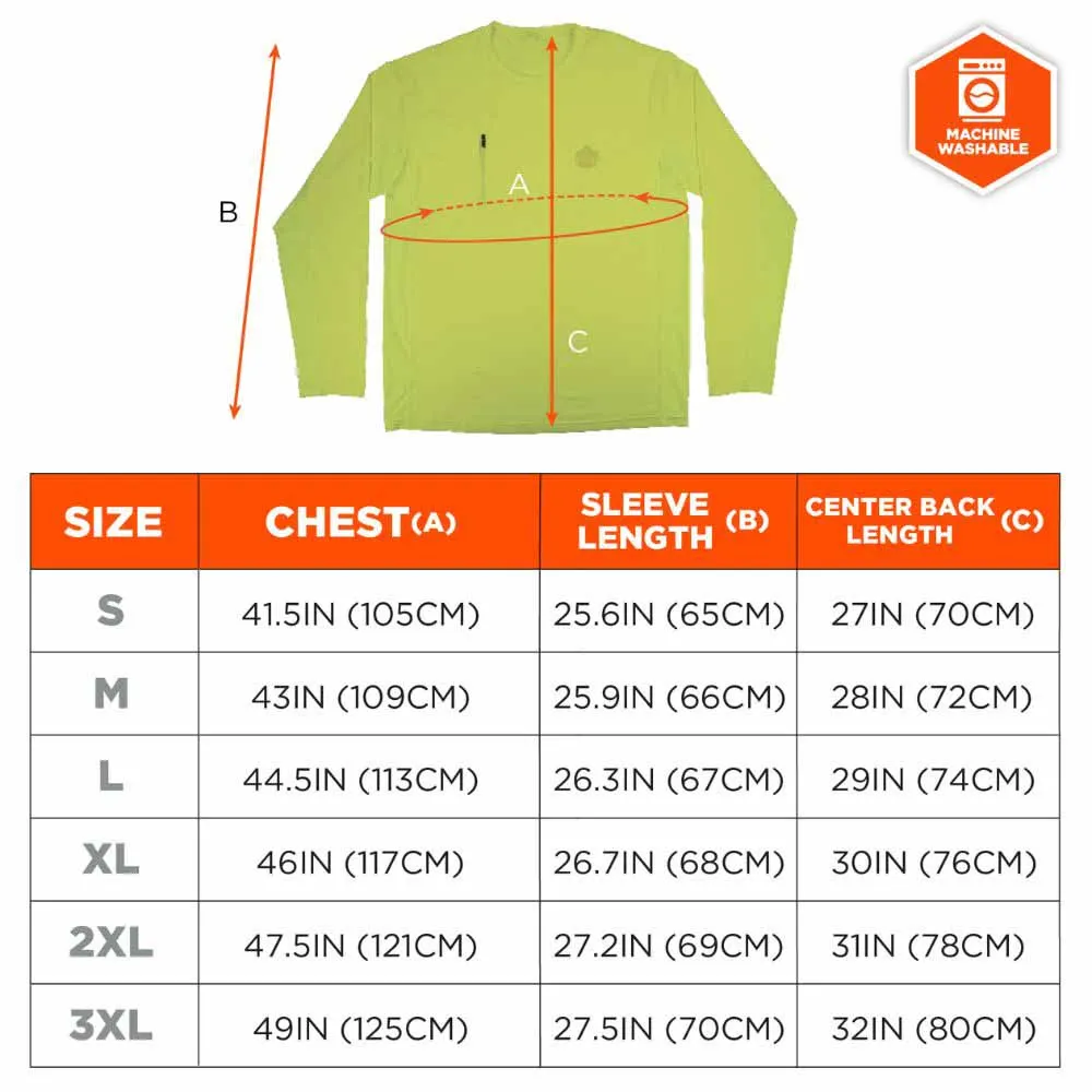 Ergodyne 12145 6689 XL Lime Cooling Long Sleeve Sun Shirt with UV Protection