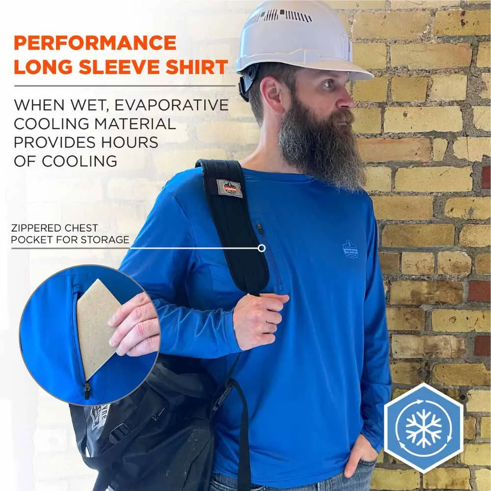 Ergodyne 12156 6689 2XL Blue Cooling Long Sleeve Sun Shirt with UV Protection