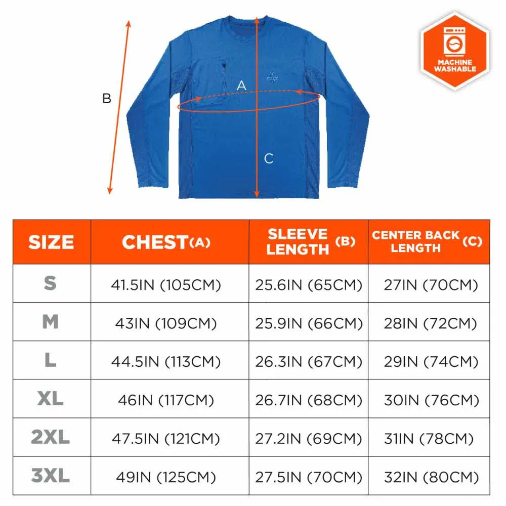 Ergodyne 12156 6689 2XL Blue Cooling Long Sleeve Sun Shirt with UV Protection