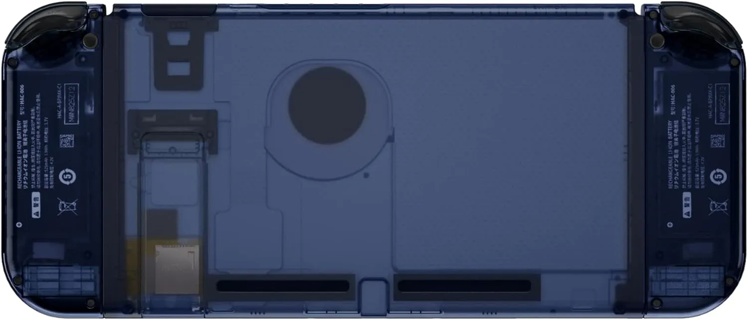 eXtremeRate DIY Replacement Shell Buttons for Nintendo Switch, Back Plate for Switch Console, Housing with Colorful Button for Joycon Handheld Controller - Clear Deep Ocean Blue [No Electronics Parts]