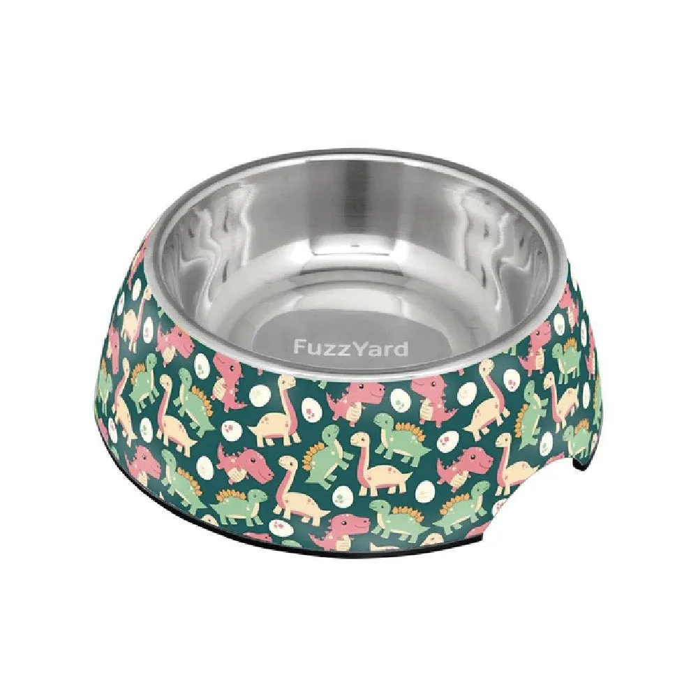Fuzzyard Dog Bowl Melamine Dinosaur Land L