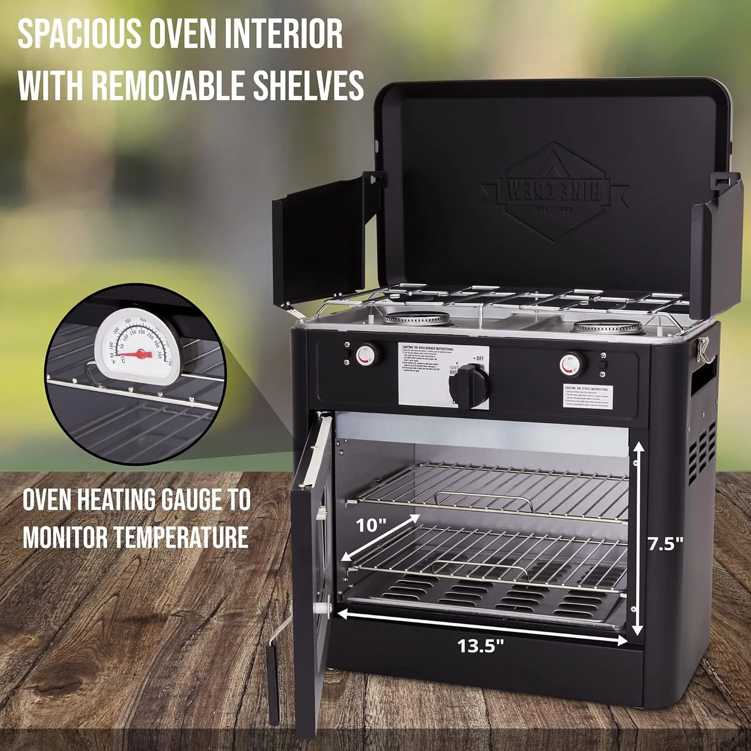Gas Camping Oven, CSA Approved 2-Burner Stove & Camp Oven with Bag, Igniter & More