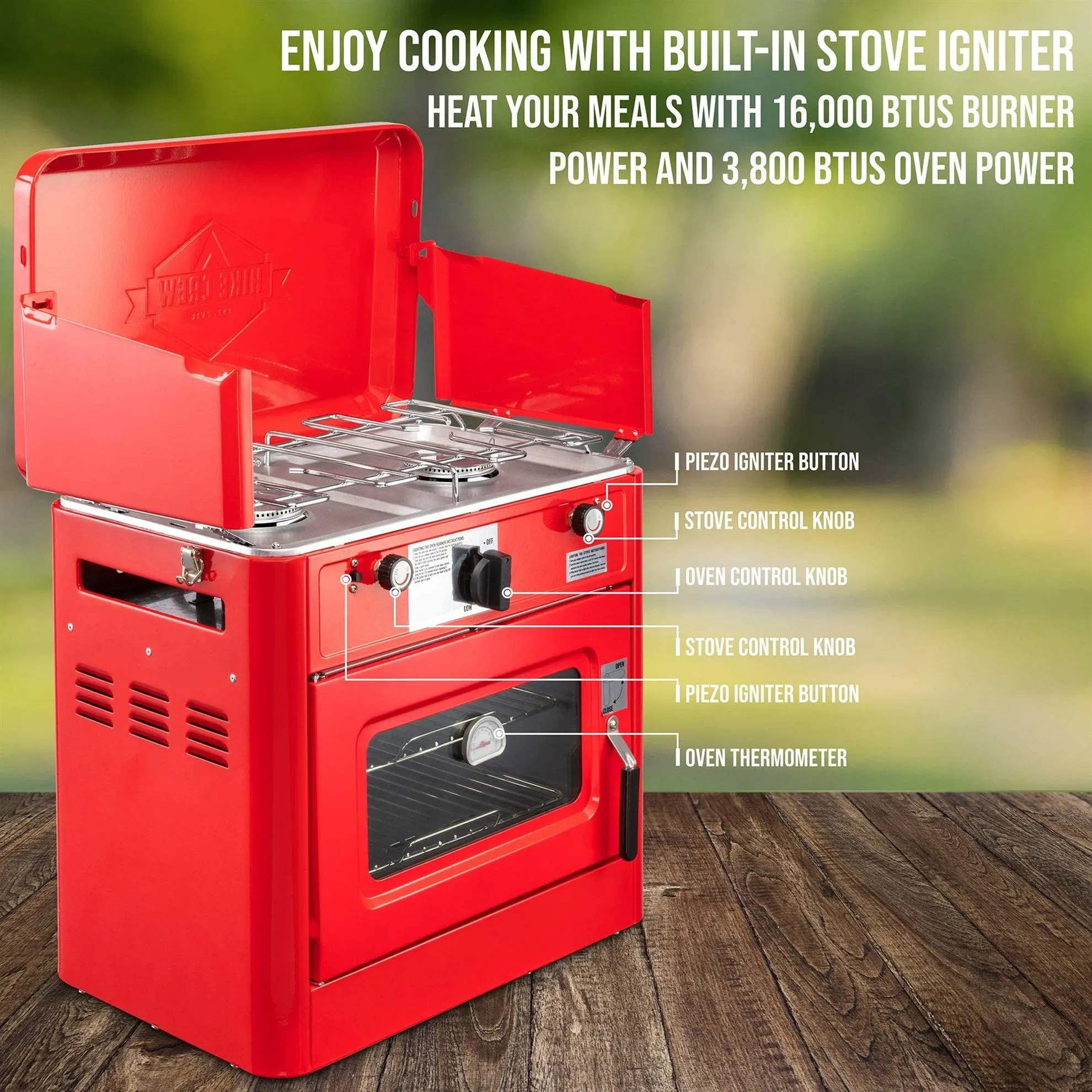 Gas Camping Oven, CSA Approved 2-Burner Stove & Camp Oven with Bag, Igniter & More