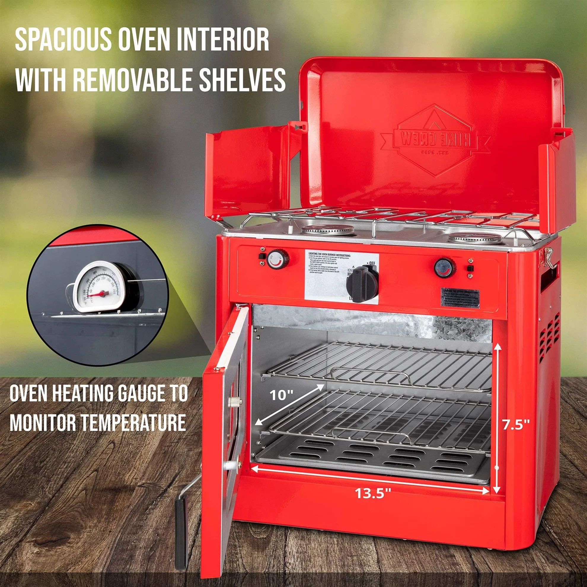 Gas Camping Oven, CSA Approved 2-Burner Stove & Camp Oven with Bag, Igniter & More