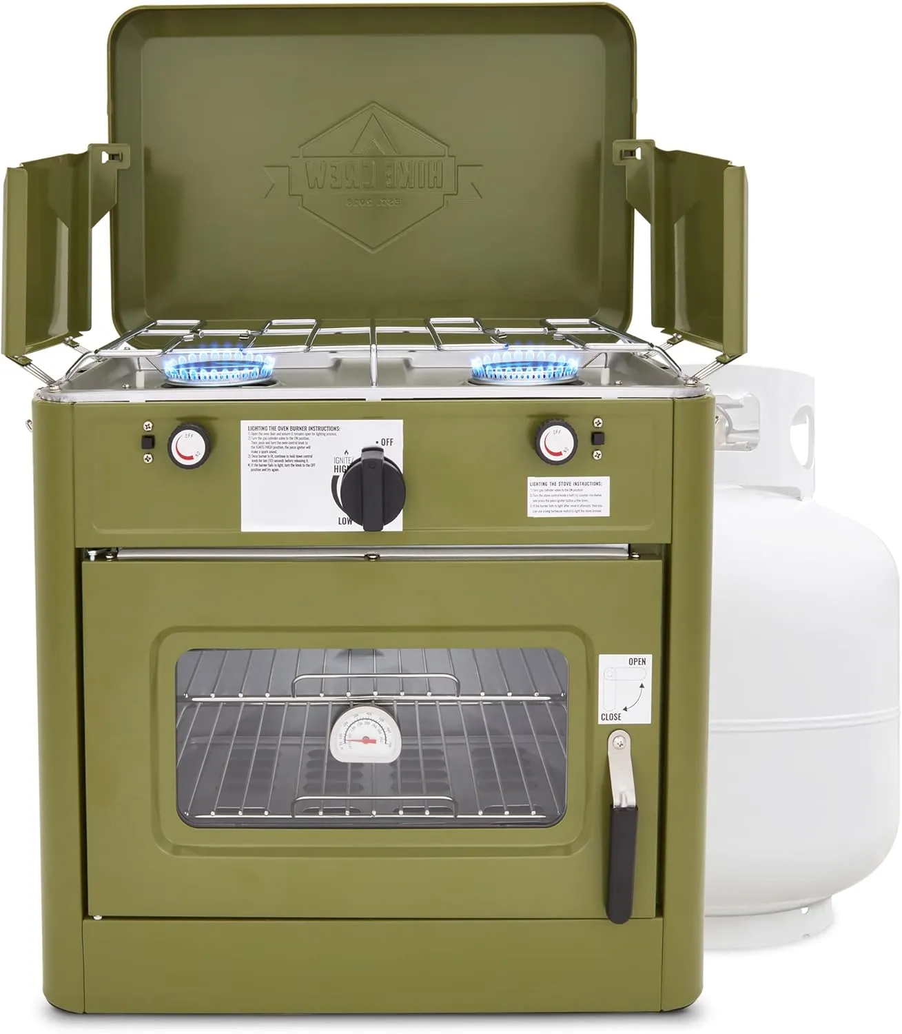 Gas Camping Oven, CSA Approved 2-Burner Stove & Camp Oven with Bag, Igniter & More