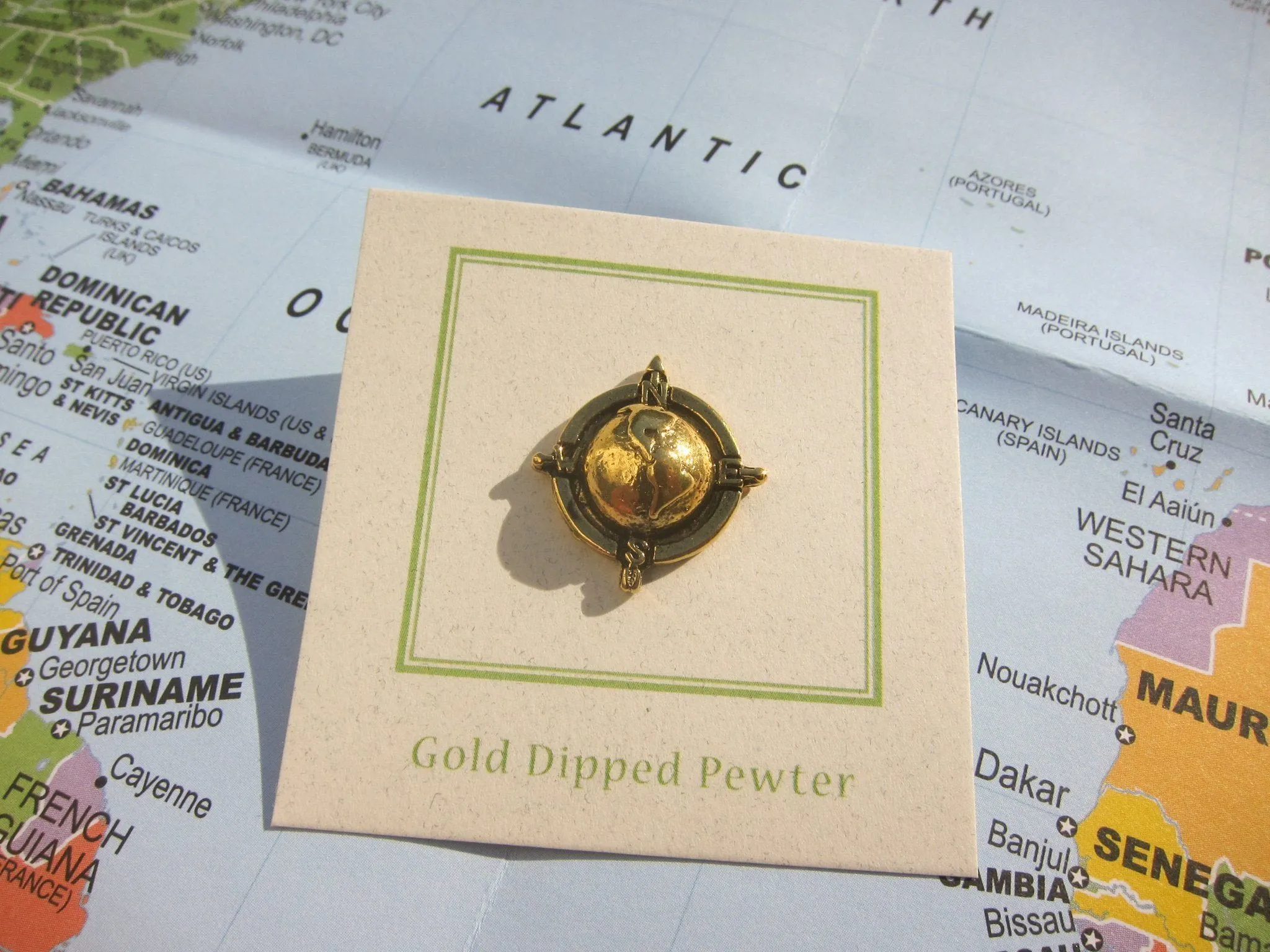 Globe Compass Gold Lapel Pin