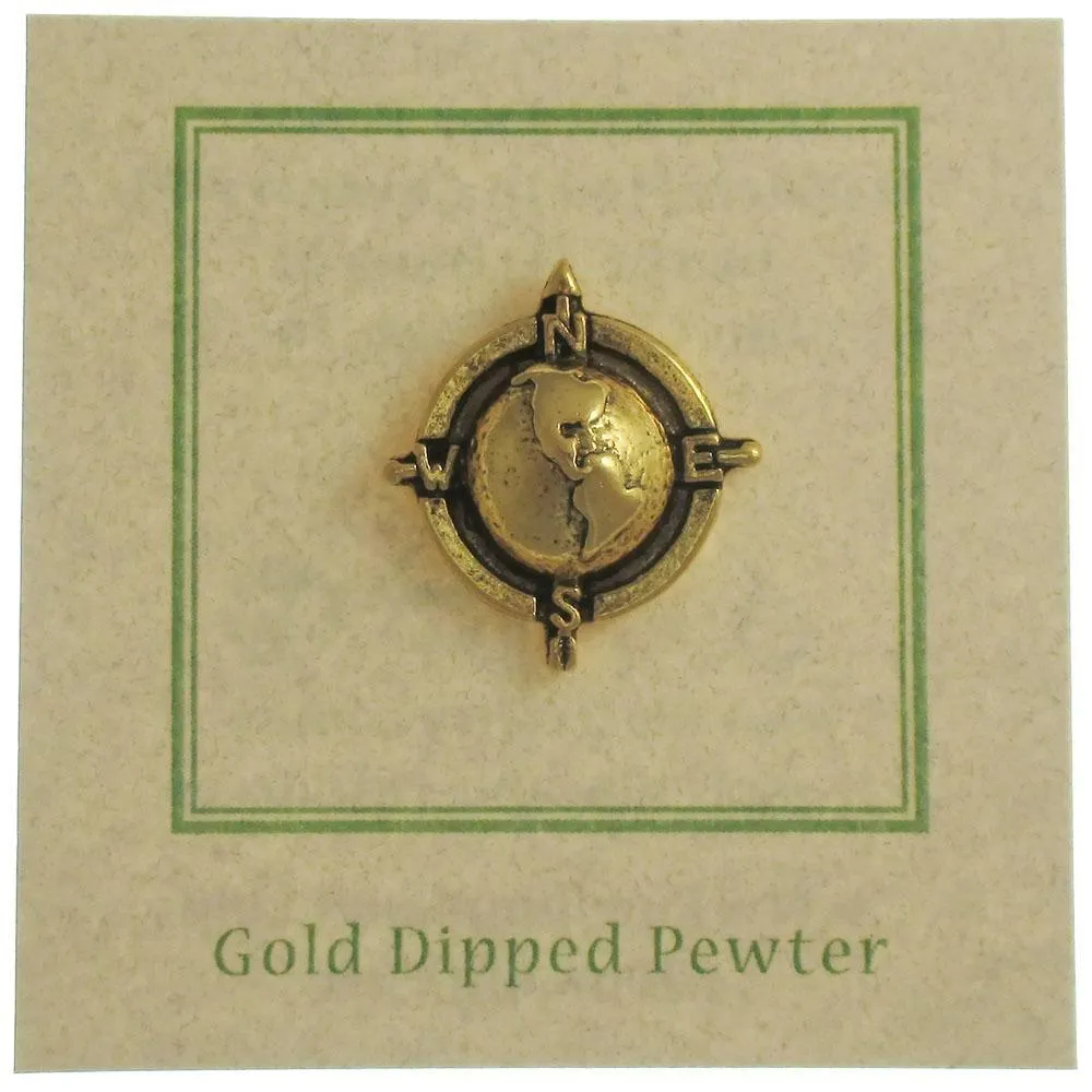 Globe Compass Gold Lapel Pin