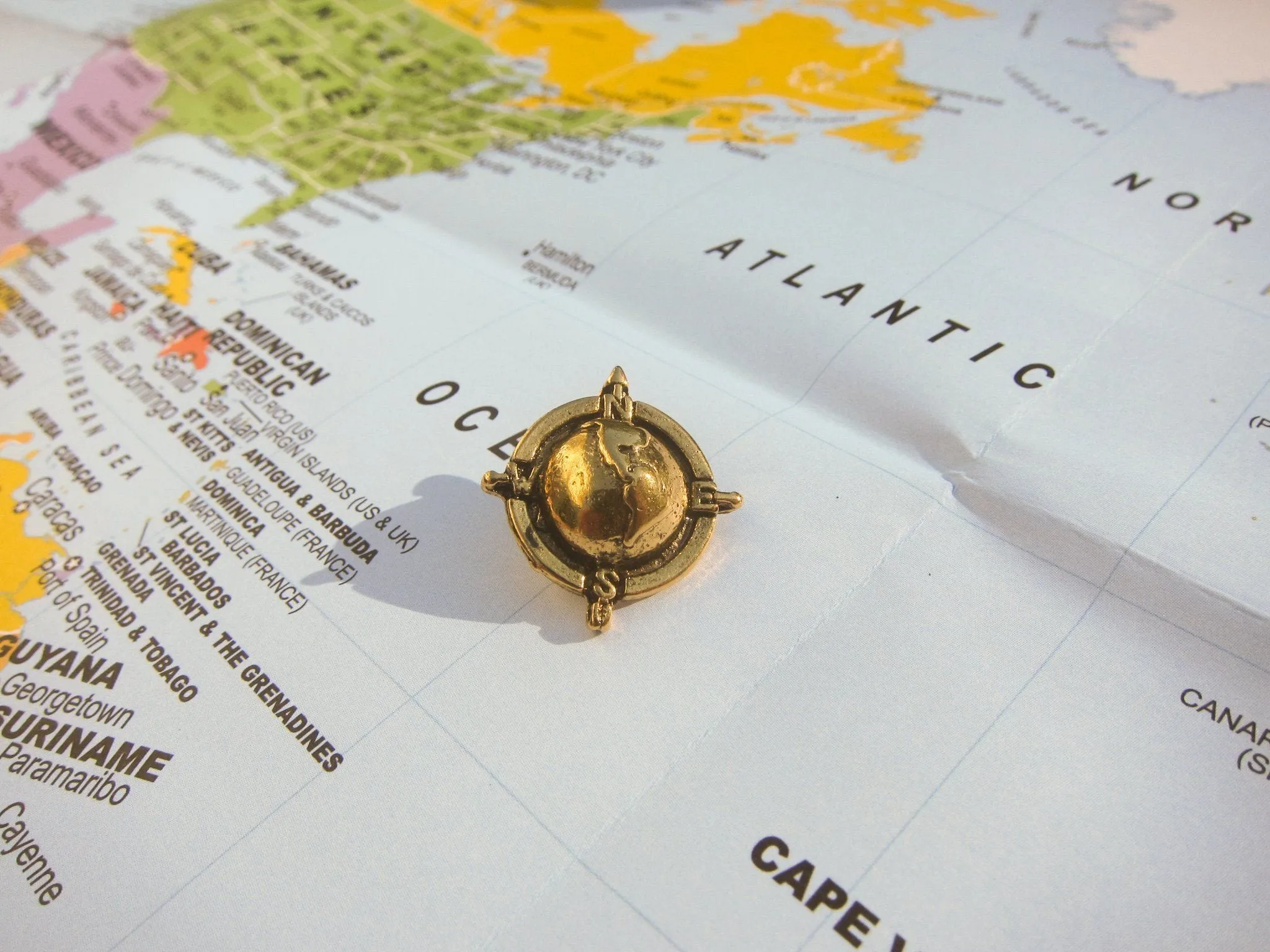 Globe Compass Gold Lapel Pin